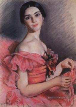 portrait Tableau Peinture - portrait d’yekaterina heidenreich en russe rouge